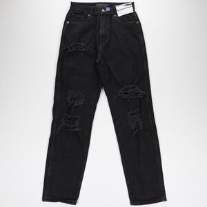 Arizona Jean Co Women's Highest Rise‎ Distressed Curvy Mom Denim Jeans Black 7